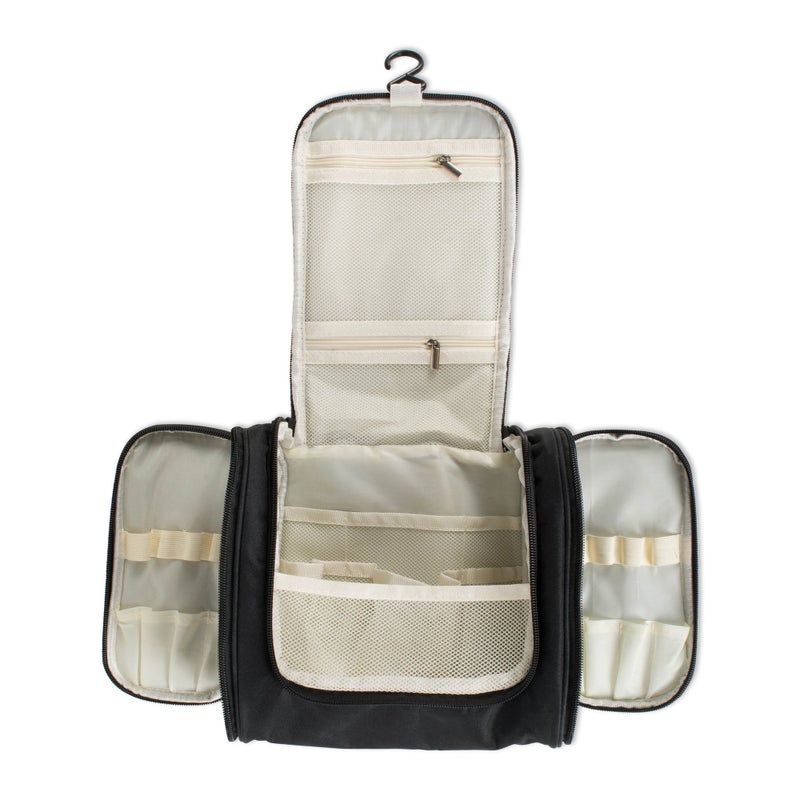 E-Living Store Travel Hanging Toiletry Bag for Men & Women, Perfect for Cosmetics, Makeup, Toiletry Organizer, Shaving Kit, and Large Essentials - Black - Image 4